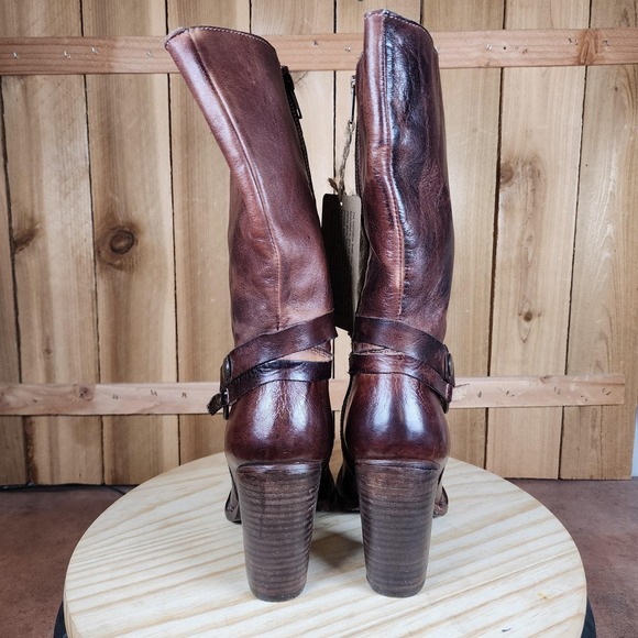Bed Stu Cobbler Series Boots Womens 8 Brown Leather Western Harness Heel Zip - Picture 5 of 9